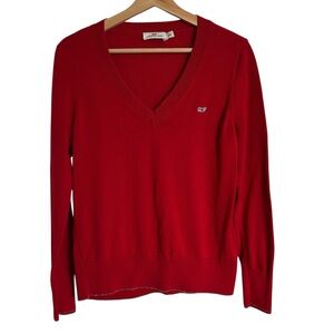 Vineyard Vines Heritage 100% Cotton V Neck Sweater Size Medium Gold Trim